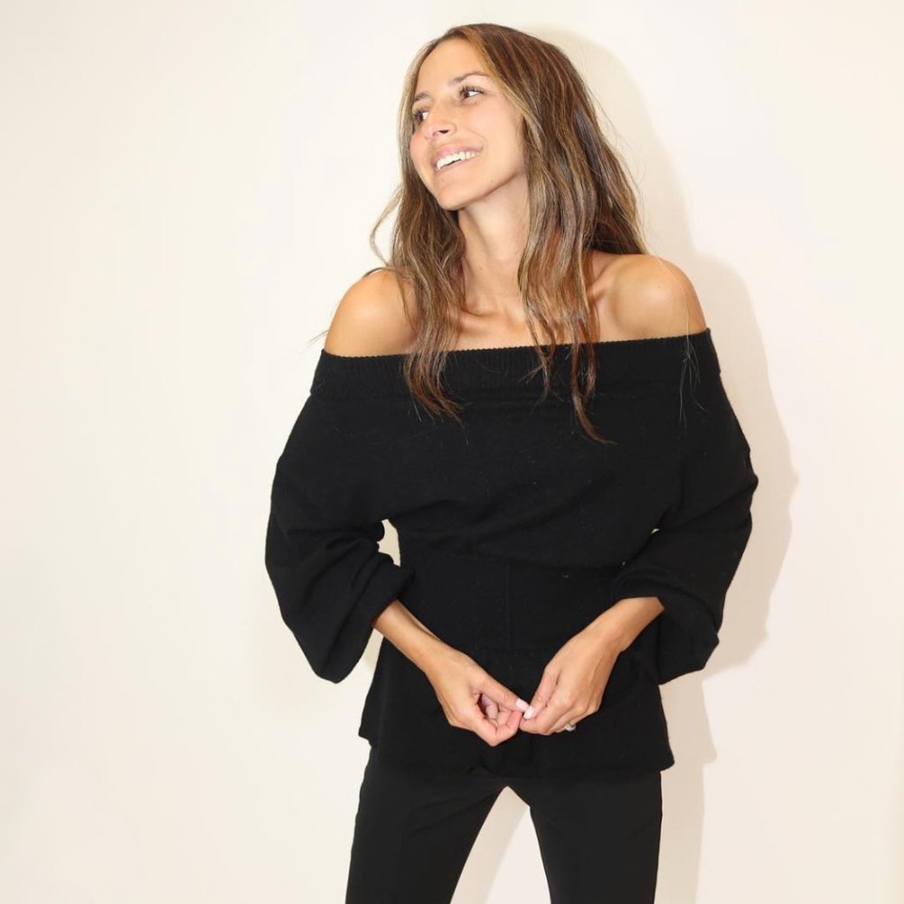 Something Navy Black Off The Shoulder Sweater